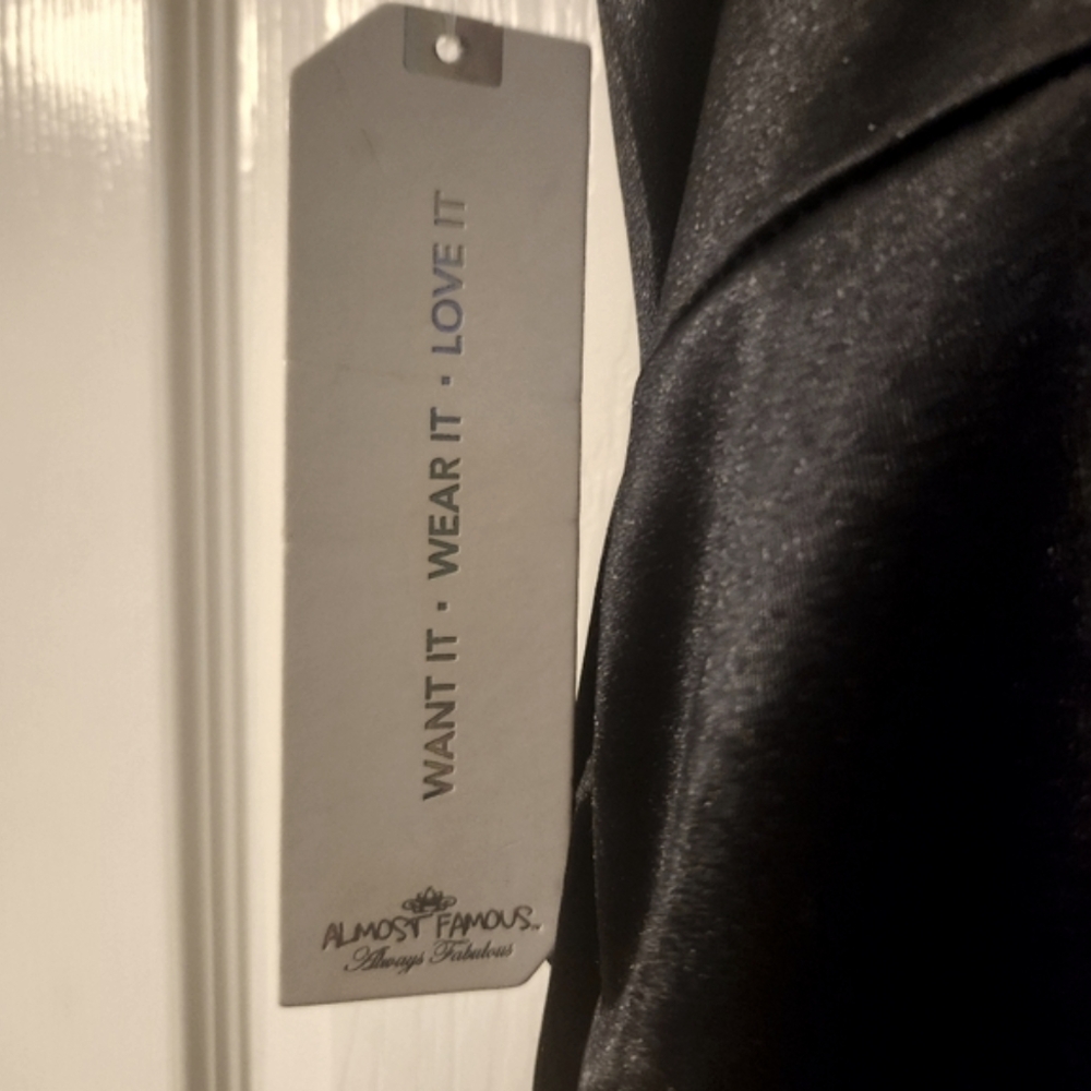Black Satin Slip Dress - Picture 8 of 8